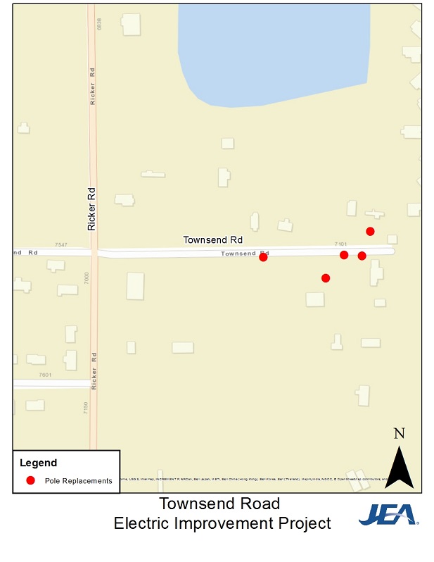 Townsend Road - Pole Relocation Project Map of Work Area